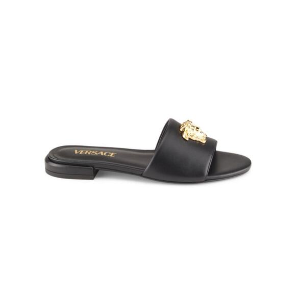 NIB - Versace - La Medusa Leather Flat Sandal - Picture 2 of 5
